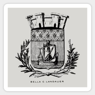 Nautical Paris Motto Etching - 19th Century Historical Design Sticker